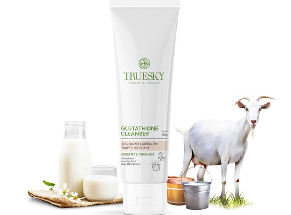 review sữa rửa mặt Truesky có tốt không, rau má, có độ ph của bao nhiêu, mấy tuổi dùng được, trắng da, bán ở hiệu thuốc, dành cho da gì, tác dụng, ăn nắng, trị mụn, mua ở đâu, bao nhiêu, sữa dê